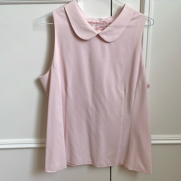 Pink Tartan, long sleeveless top with collar, back zipper, lined, size US 12 - Picture 1 of 4